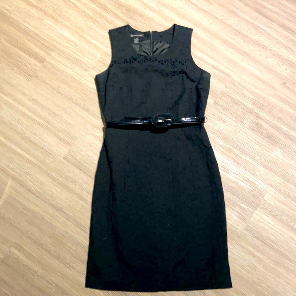 INC Black Textured Geo Print Shift Dress